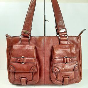 Cromia Red Leather Satchel Handbag Purse Tote Shou